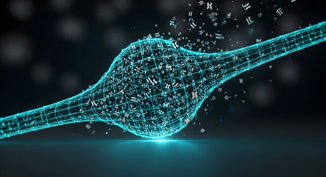 Abstract neural network data flow visualization for artificial intelligence machine learning analytics technology concept