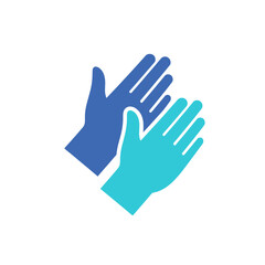 Obraz premium Blue and teal clapping hands silhouette icon.