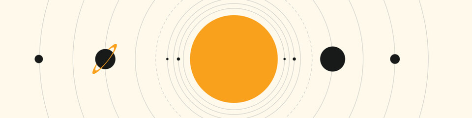 Solar system background. Sun and planet pattern design. Radial orbit lines © Widy Amelia Putri