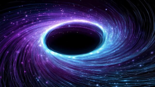 Cosmic Vortex Swirl Abstract Galaxy Nebula of Purple Blue Light, Energy Swirling into Dark Abyss