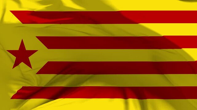 Estelada Vermella Flag Waving in Slow Motion Loop Animation