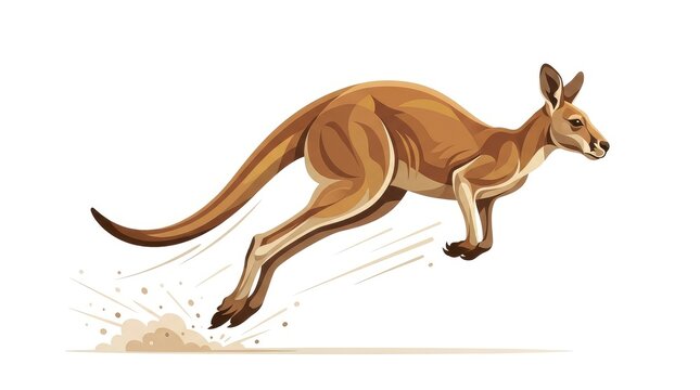Jumping Kangaroo Illustration Vector Graphic Animal Wildlife Stock Photo