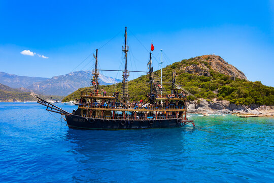 Boat at the Gemiler or St. Nicholas Island in Turkey