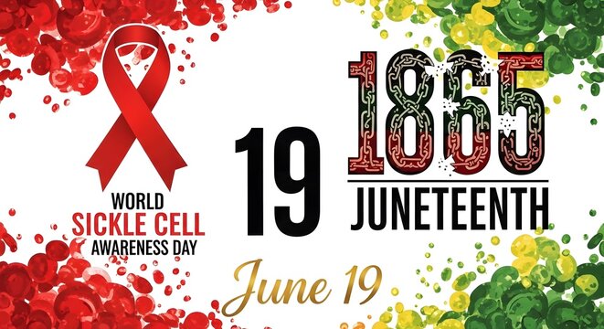 June 19 Dual Awareness Banner for Juneteenth Freedom Day and World Sickle Cell Awareness Day