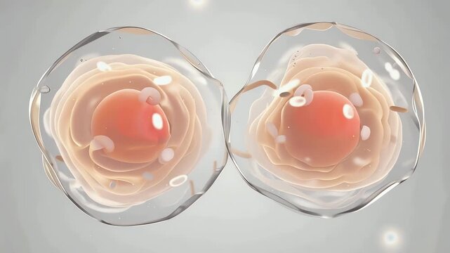 Two newly formed daughter cells stabilizing after mitosis