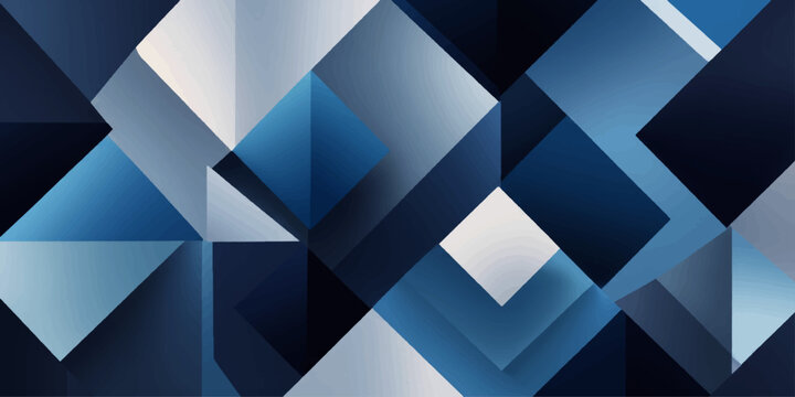 An abstract geometric blue background with a seamless 3d triangle and square pattern texture vector illustration