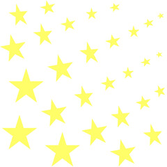 Obraz premium Yellow stars vector illustration pack isolated on white background for cute children pattern and celebratory design element