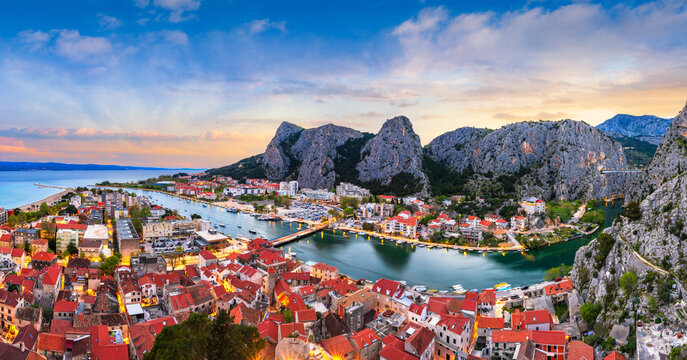 Omis, Croatia Skyline Panorama with the Mountains