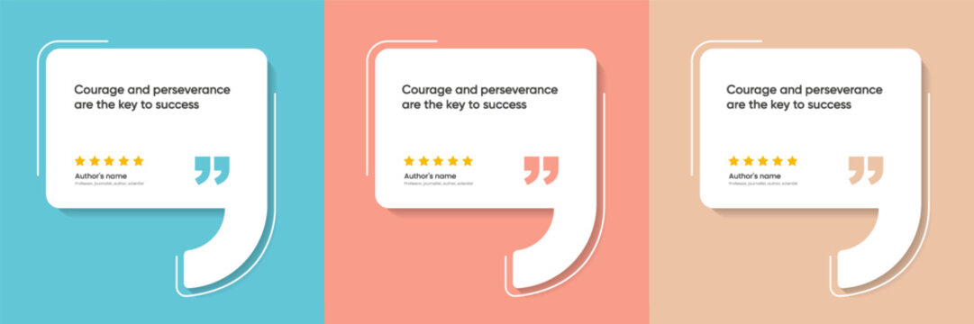 3D bubble testimonial banner, quote, infographic. Social media post template designs for quotes. Empty speech bubbles, quote bubbles and text box. Vector Illustration EPS10.