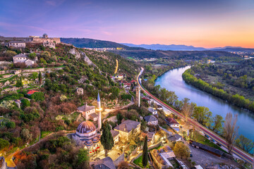 Naklejka premium Pocitelj, Bosnia and Herzegovina at Twilight