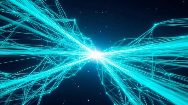Abstract Digital Brain Evolution in Dark Blue Void