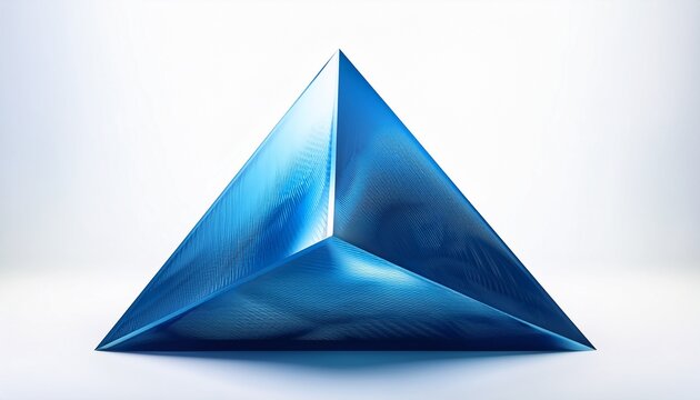 Abstract Blue Triangle Impossible Object With Gradient Effect On White Background