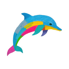 Obraz premium PNG Colorful geometric dolphin illustration.