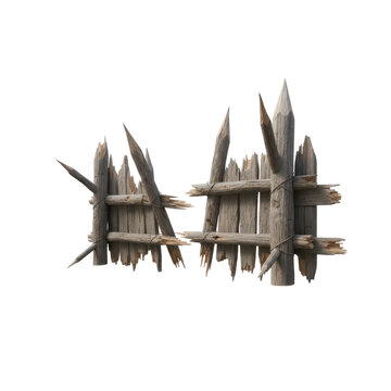 Rustic Wooden Fence with Sharpened Stakes