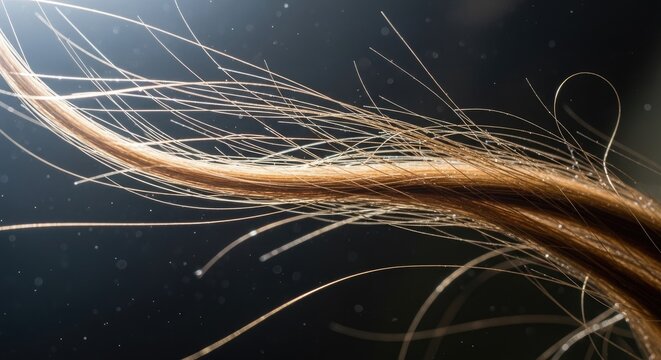 Close-up of Brown Hair Strands with Fine Texture and Detail.