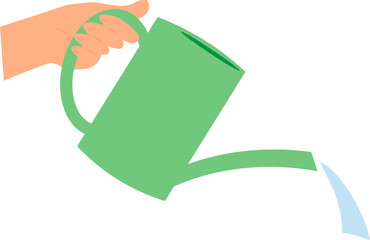 Hand holding a watering can filled with water. Watering pot. Isolated vector illustration. Transparent background. © Iryna Sychova