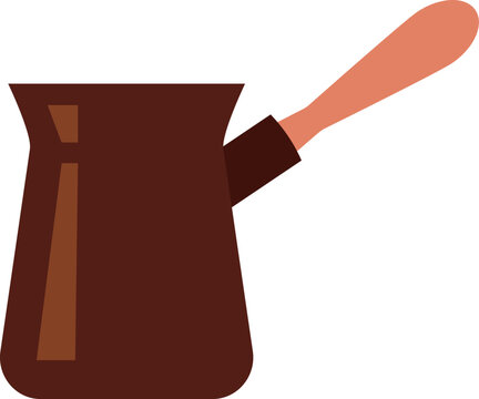 Turkish copper coffee pot. Isolated vector illustration. Transparent background.