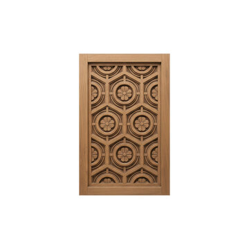 Intricate Wooden Lattice with Floral Hexagonal Pattern