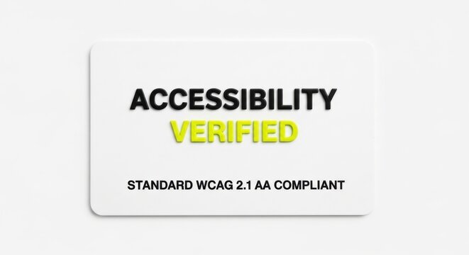 Accessibility verified badge, WCAG 2.1 AA compliant label, standard accessibility icon