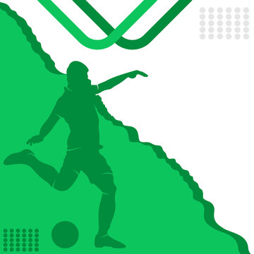Green Soccer Player Silhouette Abstract Sports Background Vector. Soccer Template design, Football banner, Sport layout design, Soccer Football vector background