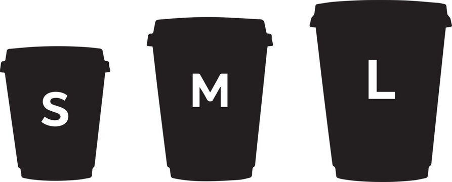 Coffee Cup Sizes Concept (S, M, L)