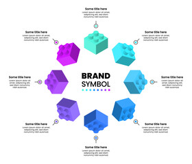 Naklejka na ściany i meble Infographic template. 8 building blocks with text