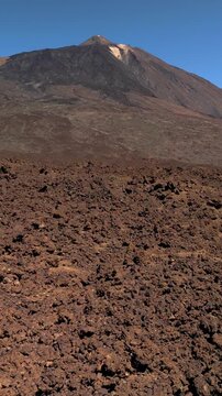 Aerial vertical view of the volcanic foothills of the Teide volcano, Teide National Park, Tenerife, Canary Islands, Spain