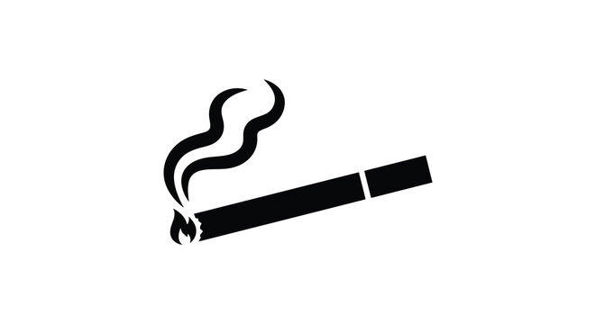 smoking cigarette silhouette smoke tobacco addiction health danger habit black white background icon symbol warning risk
