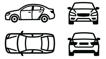 Obraz premium Car vehicle automobile four views.