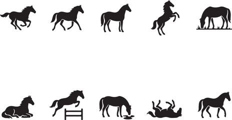 Fototapeta premium Black silhouettes of various animals in a horizontal row
