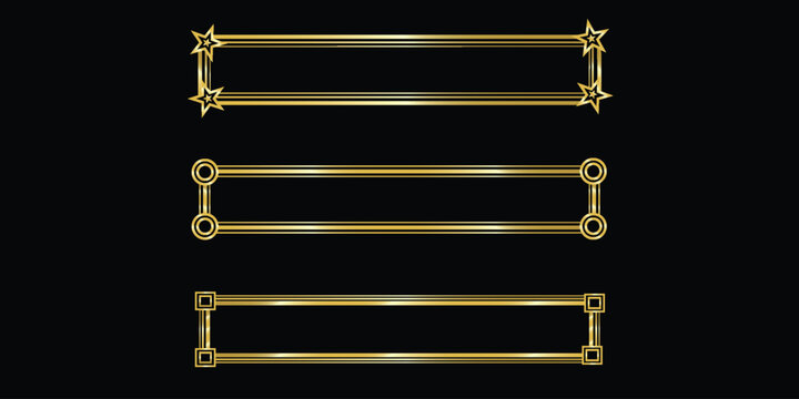 golden thin rectangle frame set shining gold square borders