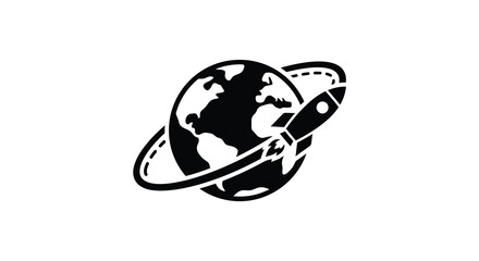 rocket orbiting earth silhouette orbit spacecraft planet astronomy cosmos universe travel exploration launch trajectory satellite astronautics © Sumon