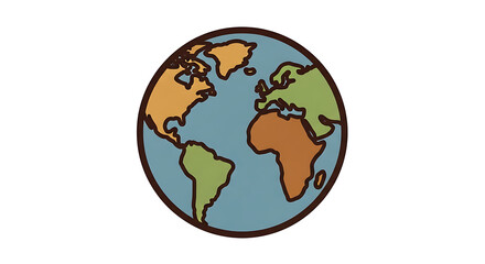 Fototapeta premium Stylized flat vector illustration of the earth globe showing continents