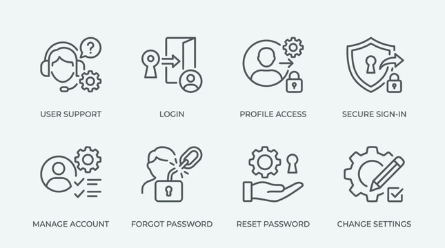 User account management and security icons.