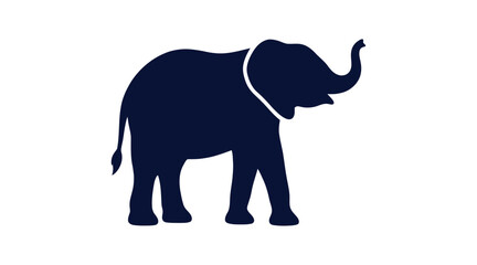 Fototapeta premium Dark blue elephant silhouette simple vector illustration for wildlife