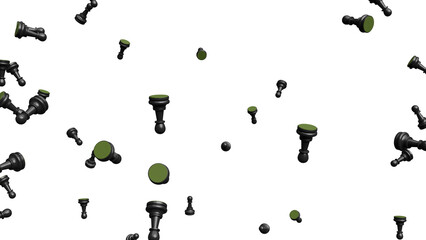 Obraz premium Floating Chess and Checkers Pieces on Black Background