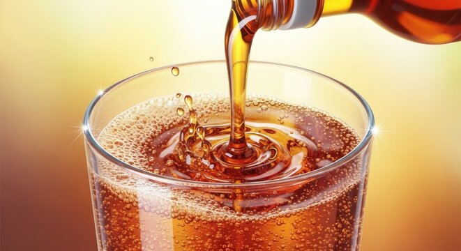 Pouring Refreshing Beverage into a Glass.