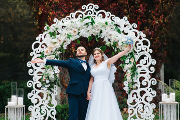 wedding ceremony of the newlyweds on the glade © omelnickiy