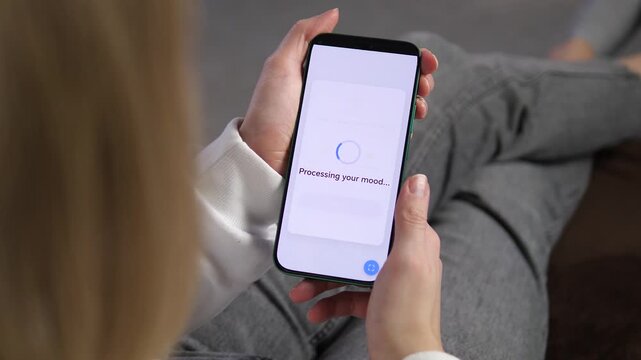 ealistic mobile app interface for emotional tracking. User selects bad mood and receives supportive message. High-quality UI, UX demo ideal for healthcare software marketing, digital wellness, and
