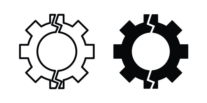 Broken gear icon design, web, UI. Vector illustration, EPS10.