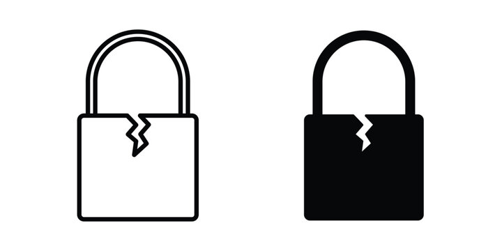 Broken lock icon design, web, UI. Vector illustration, EPS10.