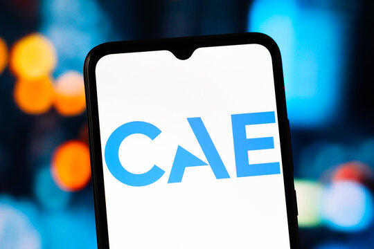 In this photo illustration, the CAE logo is seen displayed on a smartphone screen..