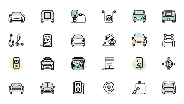 Collection of various car icons.