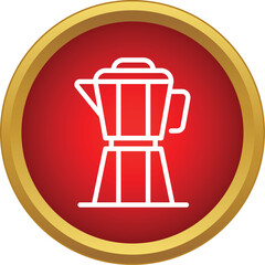 Obraz premium Coffee moka pot outline icon showing a brewing household appliance for hot drinks
