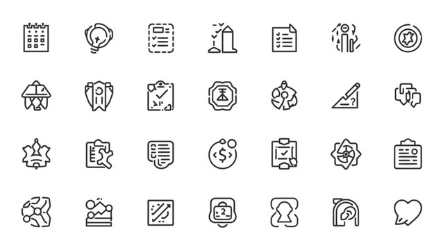 Collection of business icons and symbols.