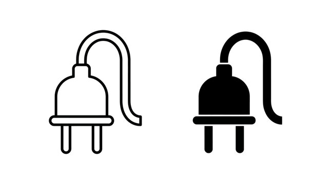 Modern electrical plug icon set illustrating power connection and energy supply solutions