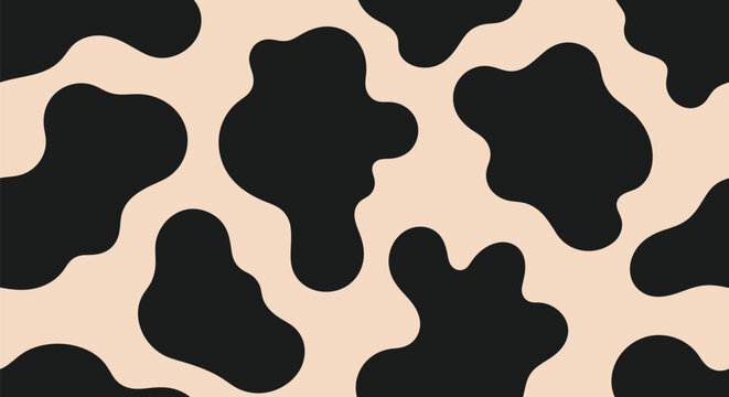 Abstract cow print pattern modern beige and black organic shapes