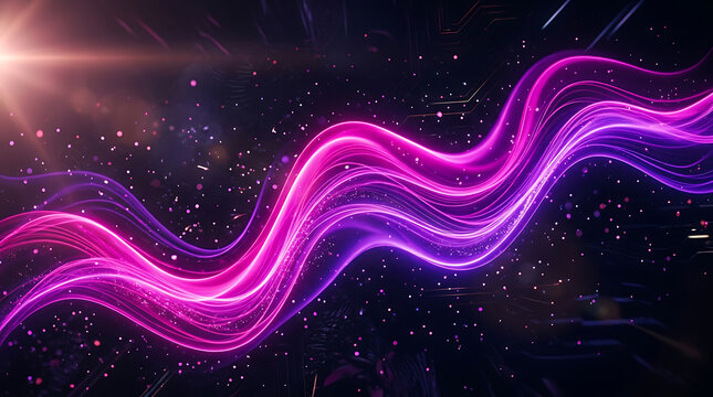Flowing Neon Magenta Purple Glow Wave Background for Cyberpunk Music Streaming and Edgy Tech Startups