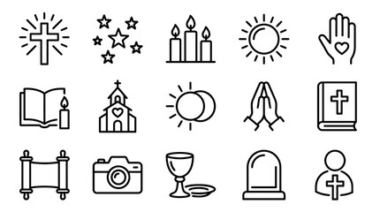 Obraz premium Collection of diverse Christian religious symbols and spiritual icons for faith and worship projects