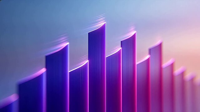 Abstract gradient columns with glowing edges in purple and orange